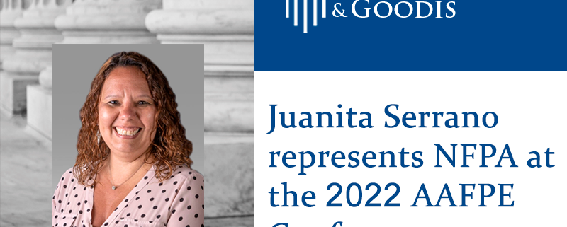 Juanita Serrano represents NFPA at the 2022 AAFPE Conference